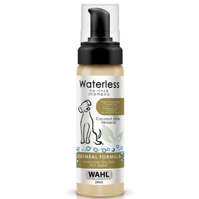 Wahl no rinse oatmeal dog shampoo bottle