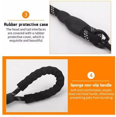 Heavy duty short dog leash with 360 swivel clip for large dogs