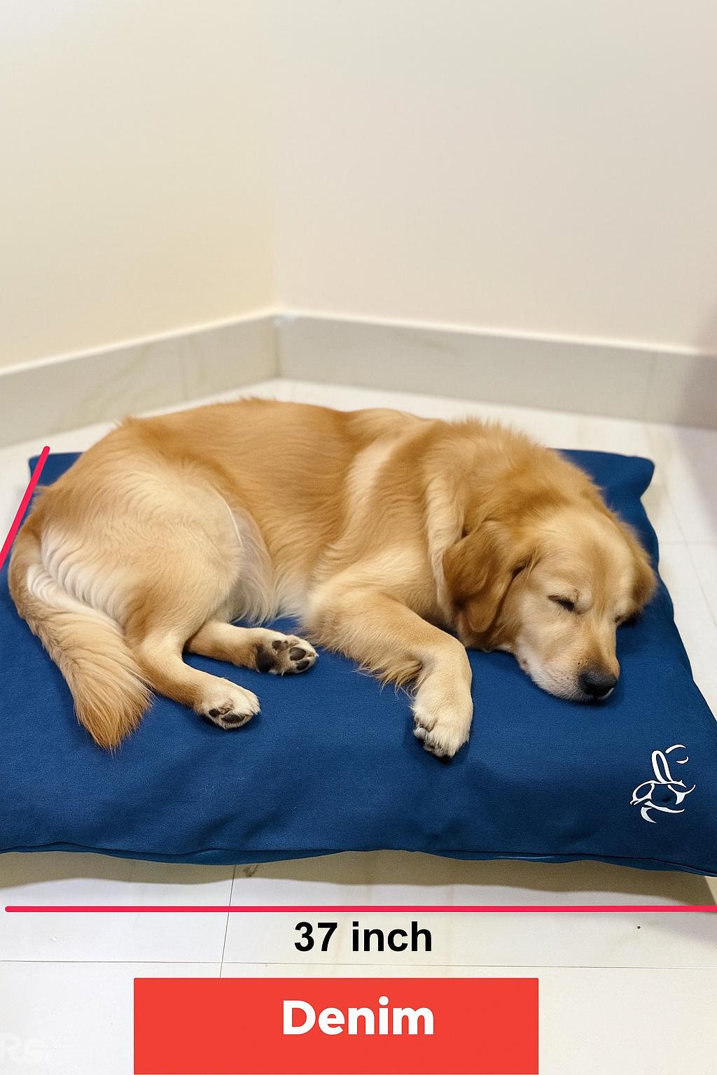 Comfortable blue denim dog cushion by Petspalz